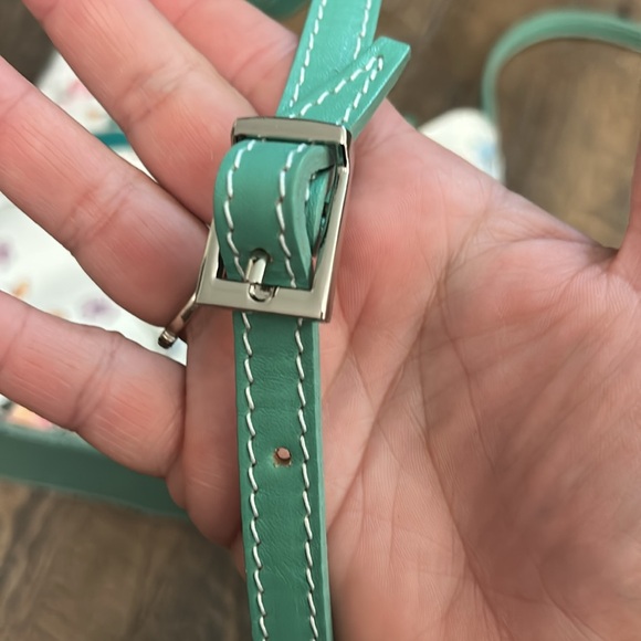 L'Artigiano Italian Genuine Leather Crossbody Bag Teal Floral - Picture 9 of 12